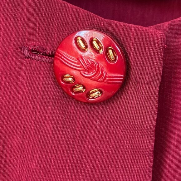 Fang Fang Womens VTG Blouse Size M Maroon Embroidered Secretary Retro 80s Office - Picture 3 of 6